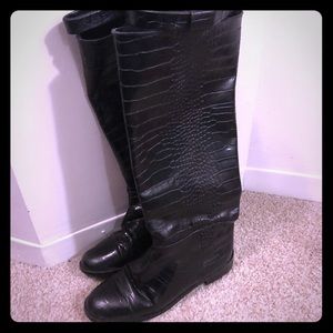 Zara all leather crocodile style boots